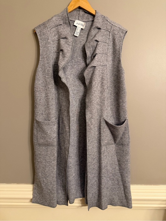 Joseph Ribkoff Jackets & Blazers - Joseph Ribkoff Heather Gray Ruffle Longline Knit Vest – Size 12